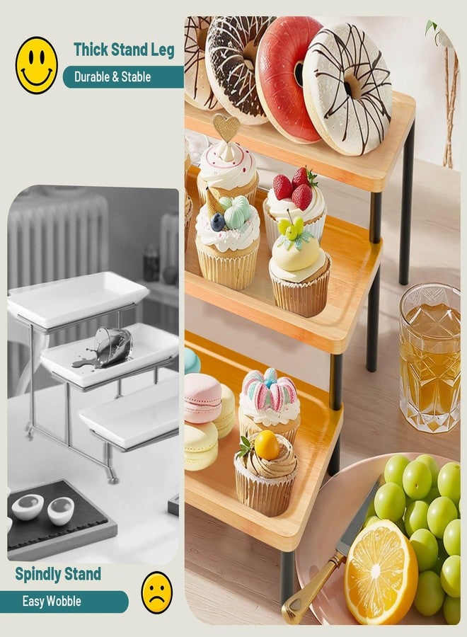 LEJANEOYE 3 Tier Serving Tray Set,17" Serving Tray Stand & Platter Tower Plate for Party Supplies,Reusable Trays for Food Fruit Cookie Afternoon Tea Hosting, Appetizer,Dessert Table Display Set - Image 3